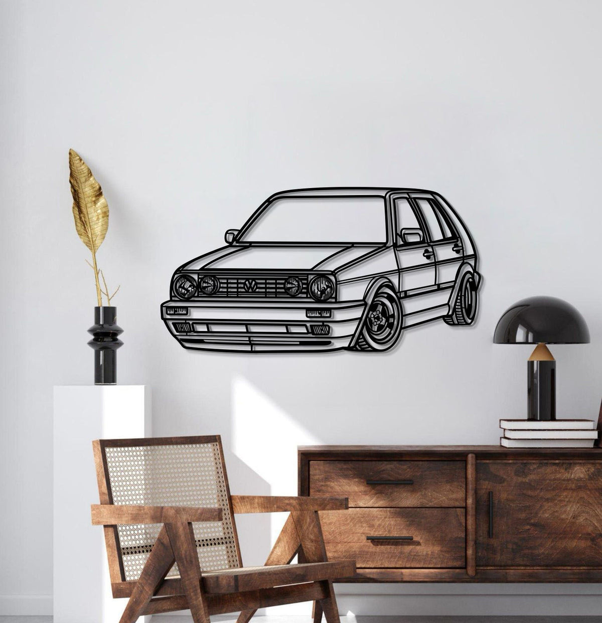 1990 Golf Mk2 Perspective Metal Car Silhouette Sign, Personalized Car Metal Wall Art, Gift For Him, Gift For Her, Gift For Car Lovers Wall Art