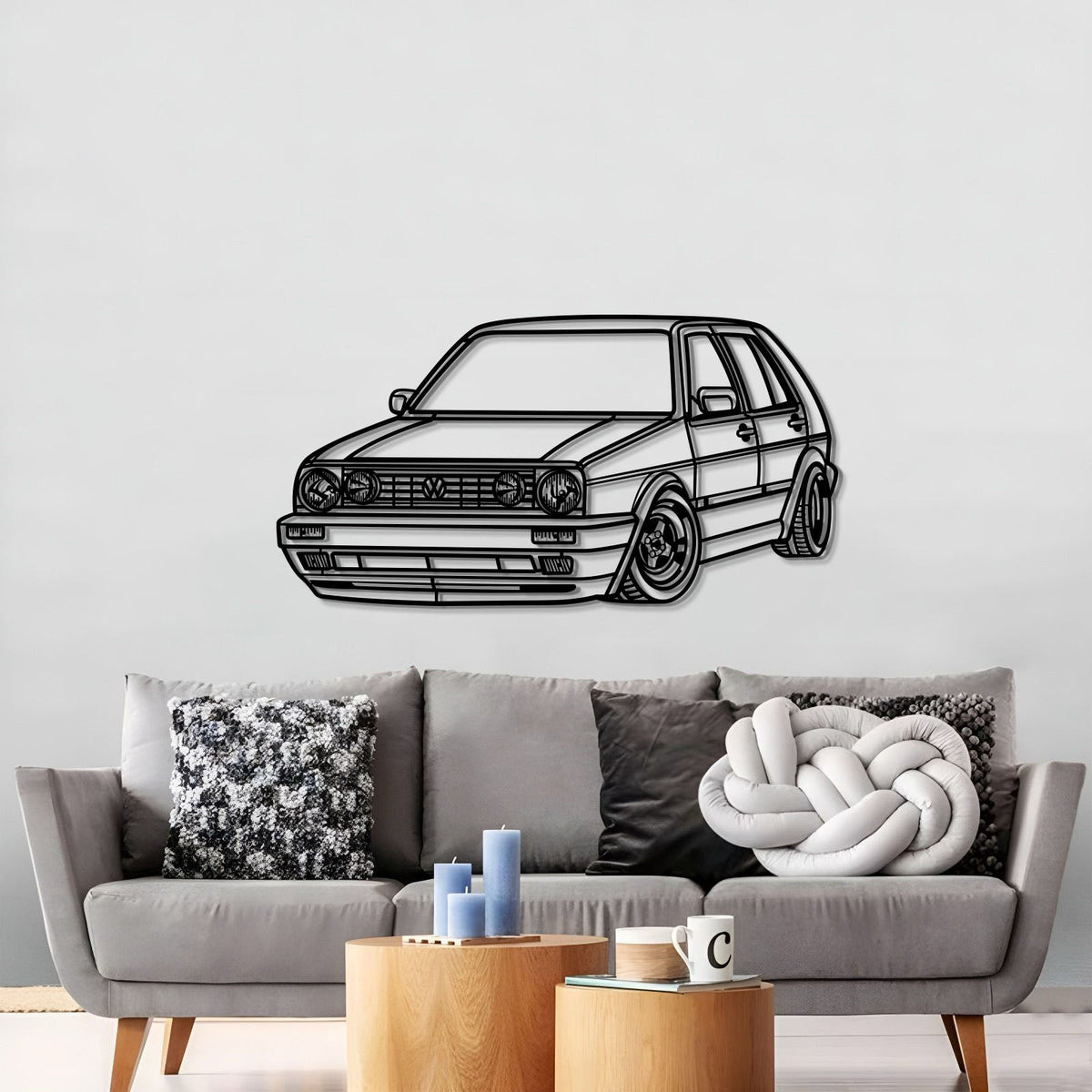 1990 Golf Mk2 Perspective Metal Car Silhouette Sign, Personalized Car Metal Wall Art, Gift For Him, Gift For Her, Gift For Car Lovers Wall Art