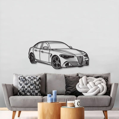 2023 Giulia Quadrifoglio 100th Anniversary Perspective Metal Car Silhouette Sign, Personalized Car Metal Wall Art, Gift For Him, Gift For Her, Gift For Car Lovers Wall Art