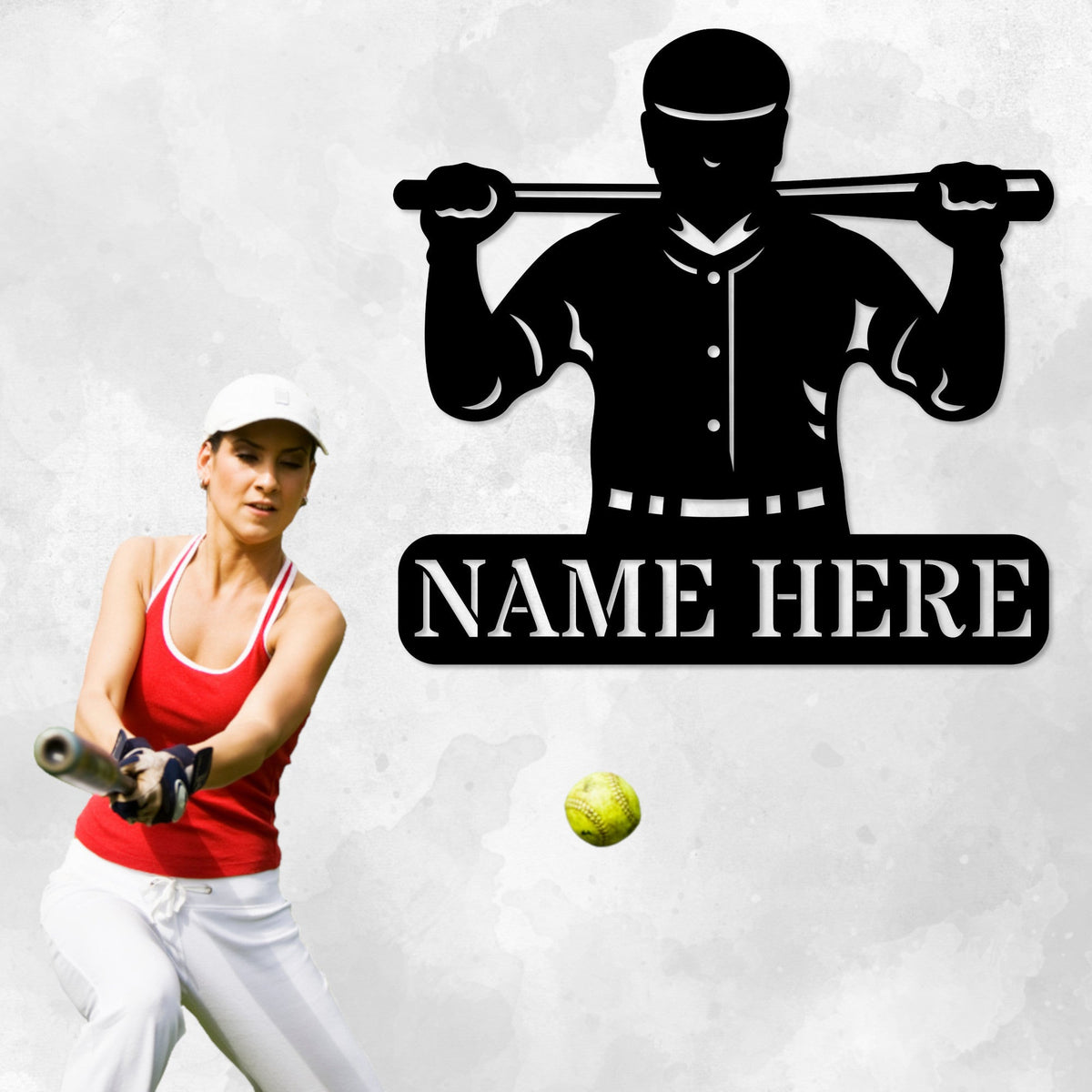 Personalized Softball Player Name Metal Sign Custom Baseball Lover Wall Decor Gift
