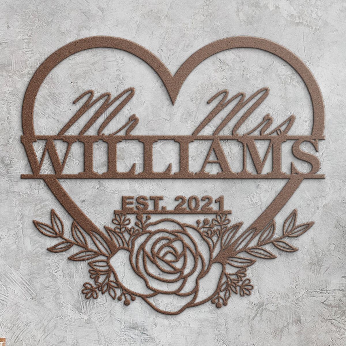 Personalized Wedding Name Metal Sign Custom Mr & Mrs Last Name Wall Decor Gift