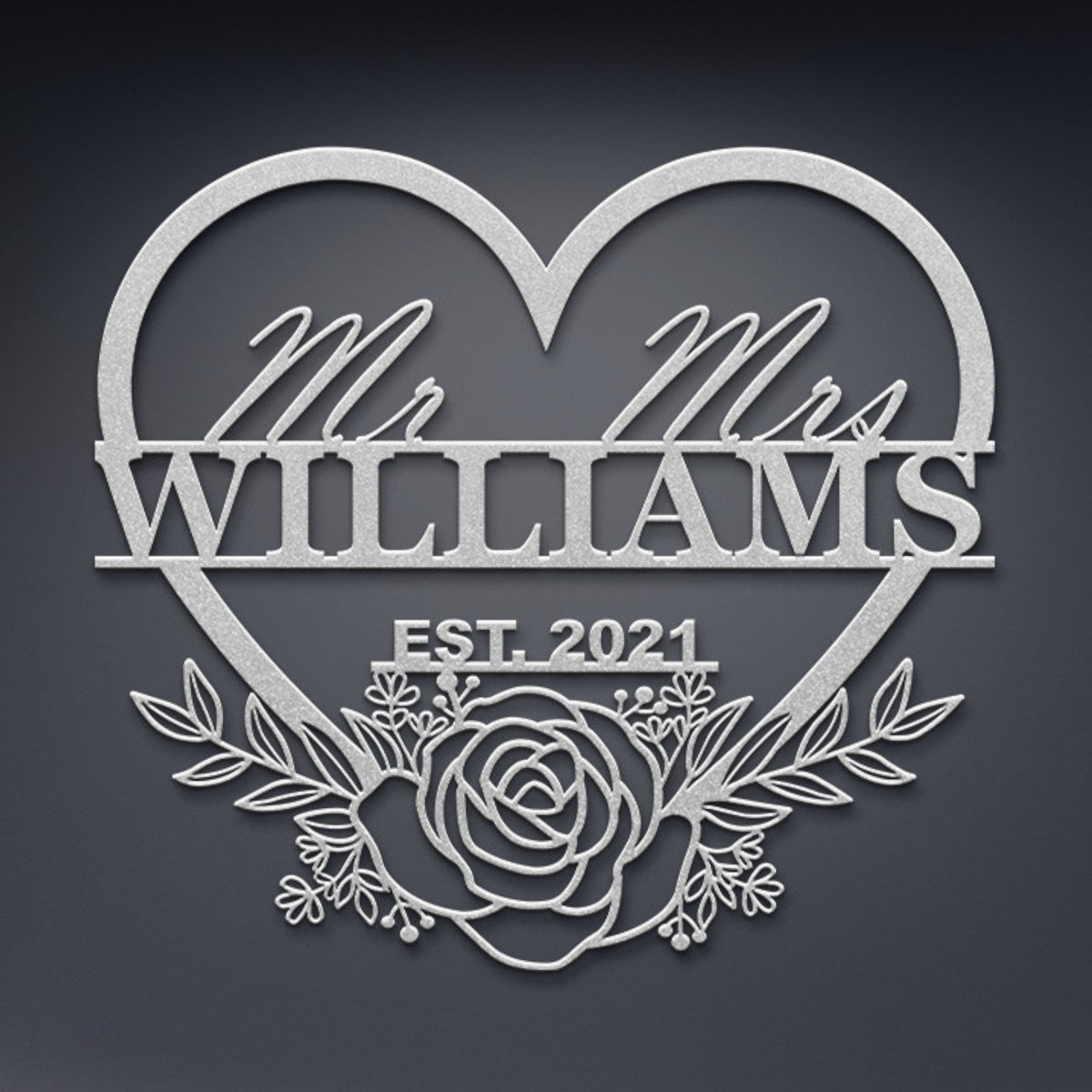 Personalized Wedding Name Metal Sign Custom Mr & Mrs Last Name Wall Decor Gift