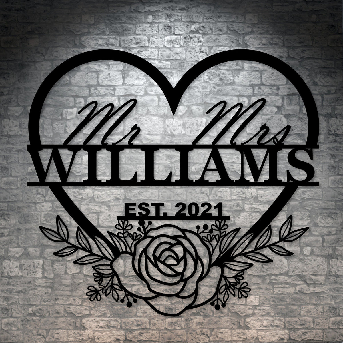 Personalized Wedding Name Metal Sign Custom Mr & Mrs Last Name Wall Decor Gift