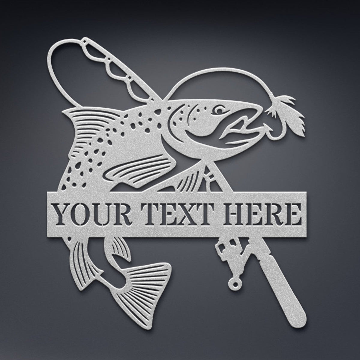 Personalized Fishing Rod Name Metal Sign Custom Fishing Wall Decor Gift