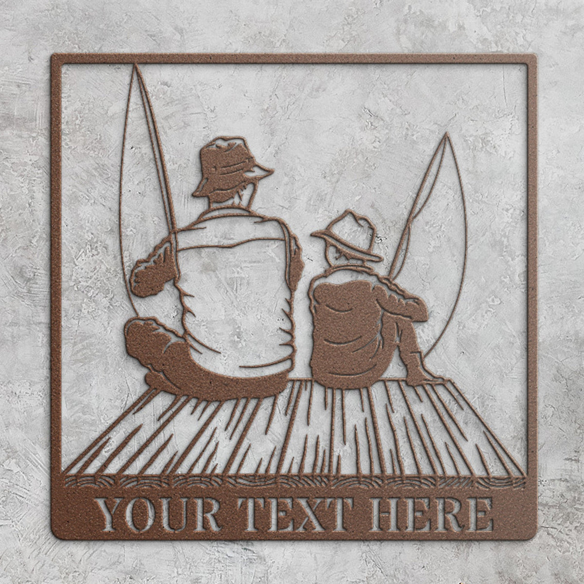 Personalized Dad & Son Fishing Metal Sign Custom Father's Day Wall Decor Gift