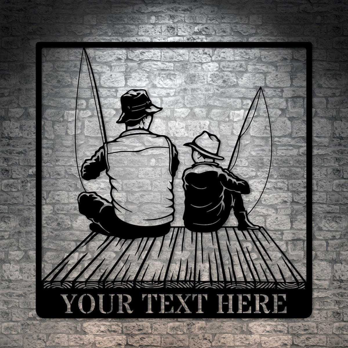 Personalized Dad & Son Fishing Metal Sign Custom Father's Day Wall Decor Gift