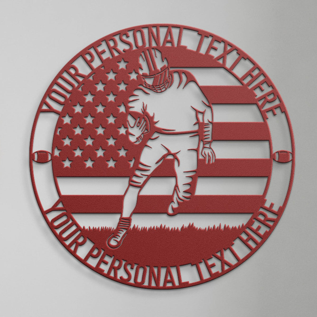 Personalized American Football Player Name Metal Sign Custom Patriotic Football Wall Decor