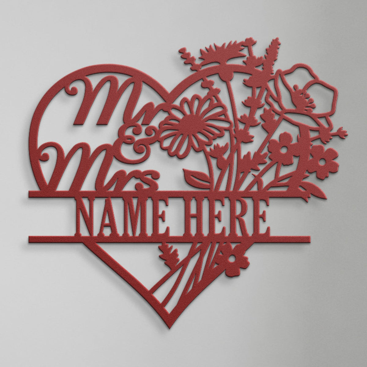 Personalized Mr & Mrs Family Name Metal Sign Custom Wedding Wall Decor Gift
