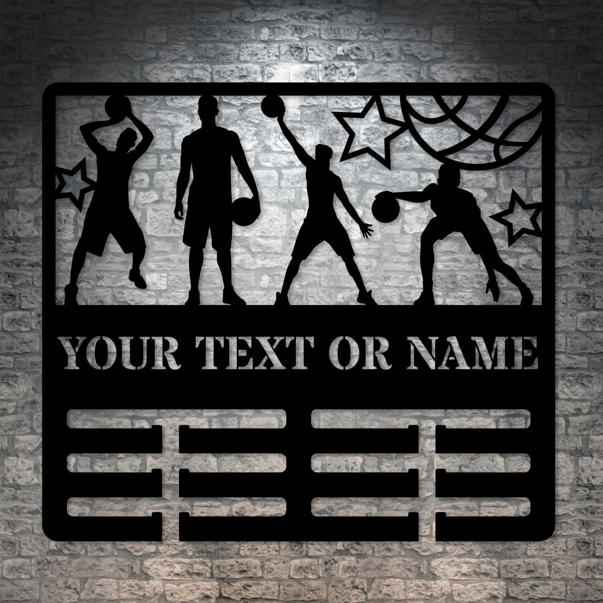 Personalized Male Basketball Medal Holder Name Metal Sign Custom Medal Display Gift