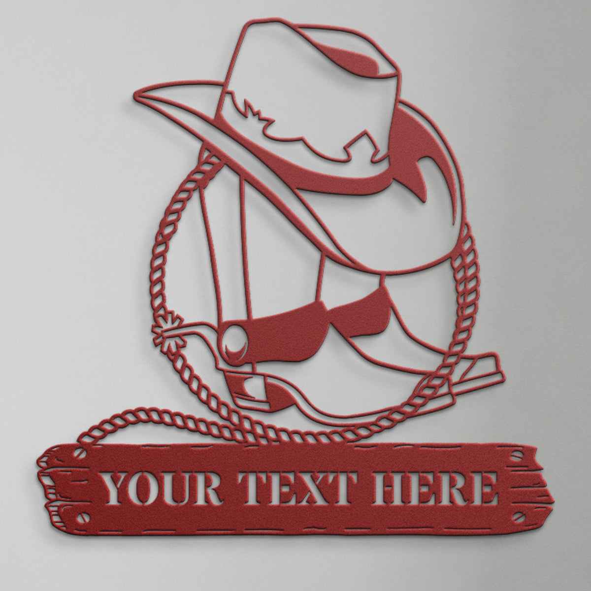 Personalized Cowboy Boots Metal Sign Custom Rodeo Wall Decor Gift