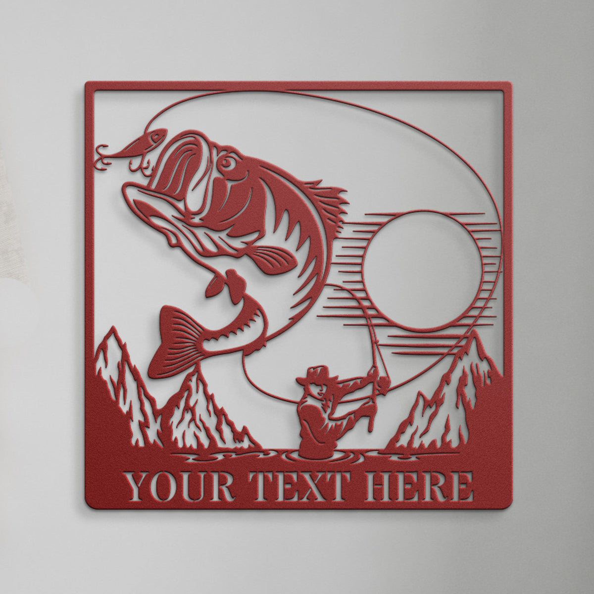 Personalized Fisherman Name Metal Sign Custom Fishing Wall Decor Gift