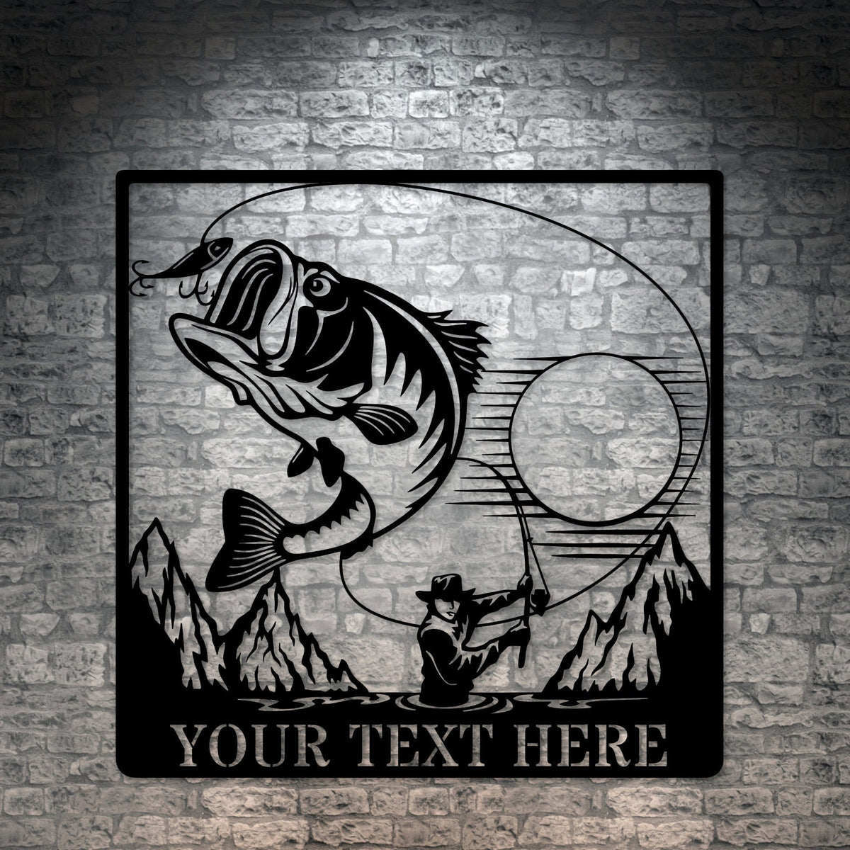 Personalized Fisherman Name Metal Sign Custom Fishing Wall Decor Gift