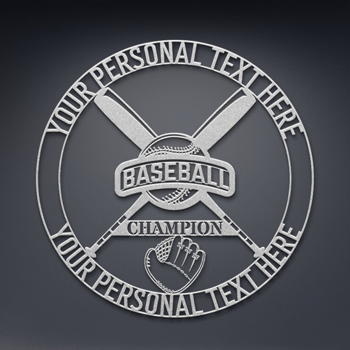 Personalized Bat & Glove Name Metal Sign Custom Baseball Player Wall Decor