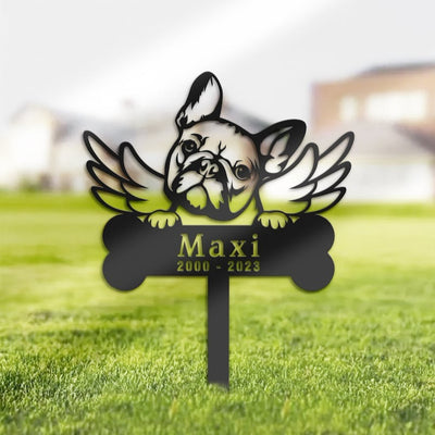 French Bulldog Dog Grave Marker Garden Stakes Dog Memorial Gift Cemetery Decor Custom Metal Signs