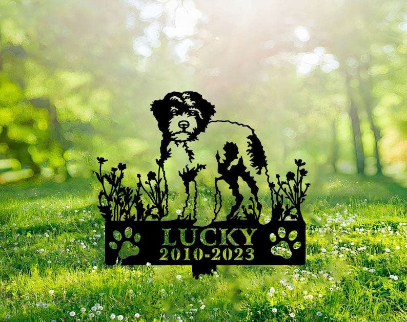 Lagotti Romagnoli Dog Grave Marker Garden Stakes Dog Sympathy Gift Cemetery Decor Memorial Custom Metal Signs