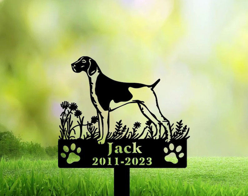 Pointer Dog Grave Marker Garden Stakes Dog Sympathy Gift Cemetery Decor Memorial Custom Metal Signs
