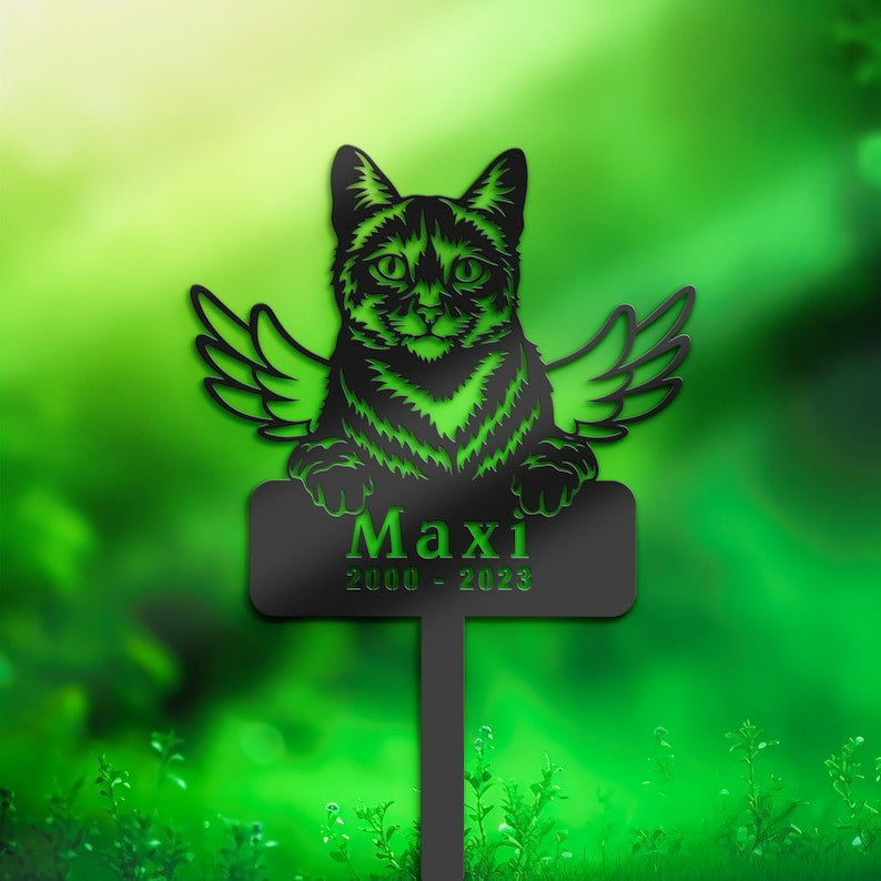Domestic Cat Grave Marker Garden Stakes Cat Memorial Gift Cemetery Decor Custom Metal Signs