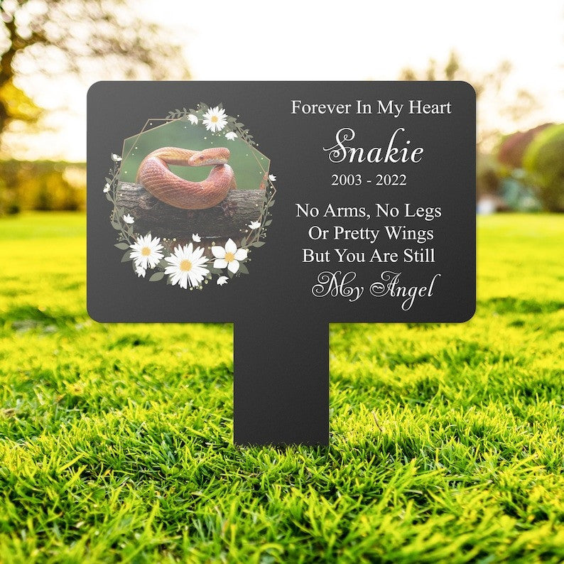 Custom Snake Photo Forever In My Heart Snake Grave Marker Garden Stakes Snake Memorial Gift Custom Metal Signs