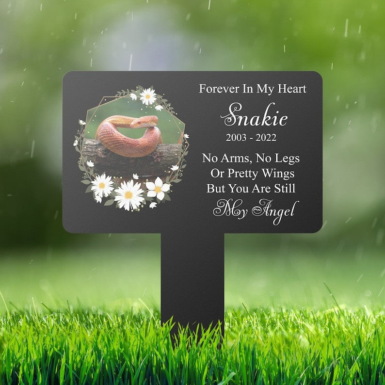 Custom Snake Photo Forever In My Heart Snake Grave Marker Garden Stakes Snake Memorial Gift Custom Metal Signs