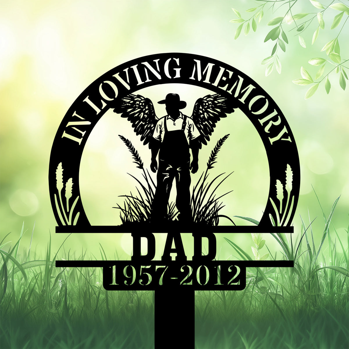 Personalized Memorial Garden Stakes Farmer With Wings Standing Grave Marker Loss Of Loved One Sympathy Gifts Farmer Cemetary Decor