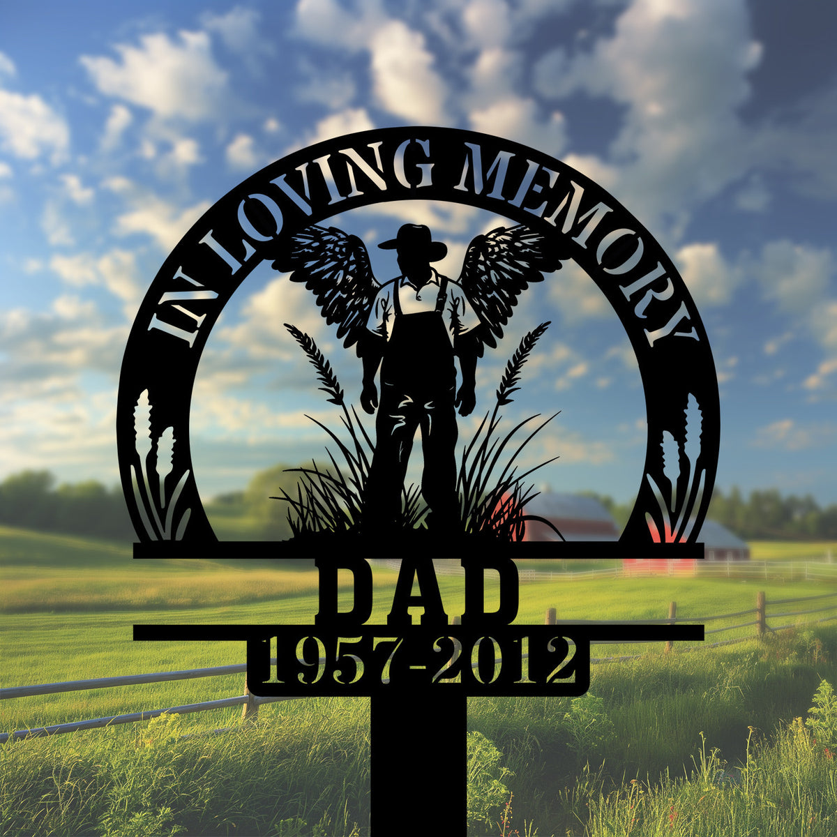 Personalized Memorial Garden Stakes Farmer With Wings Standing Grave Marker Loss Of Loved One Sympathy Gifts Farmer Cemetary Decor