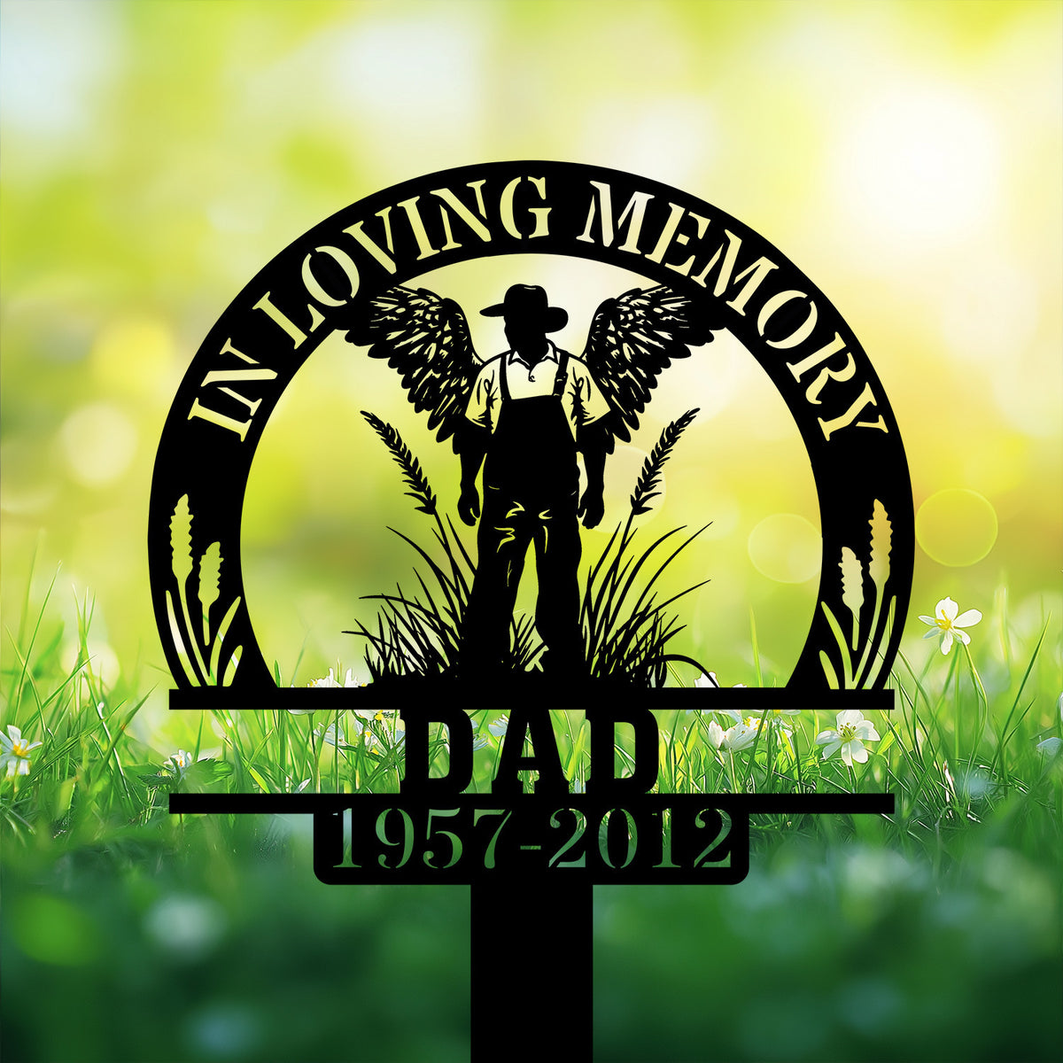 Personalized Memorial Garden Stakes Farmer With Wings Standing Grave Marker Loss Of Loved One Sympathy Gifts Farmer Cemetary Decor