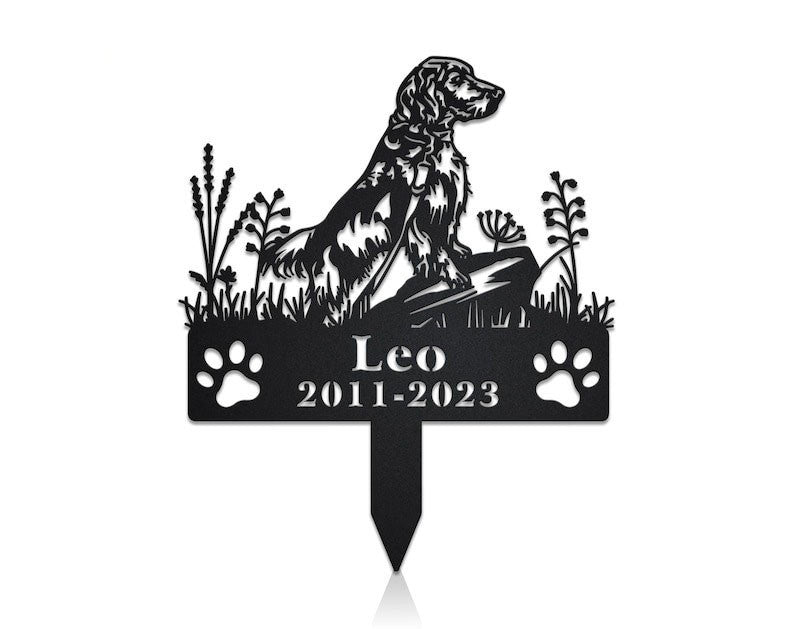 English Setter Dog Grave Marker Garden Stakes Dog Sympathy Gift Cemetery Decor Memorial Custom Metal Signs