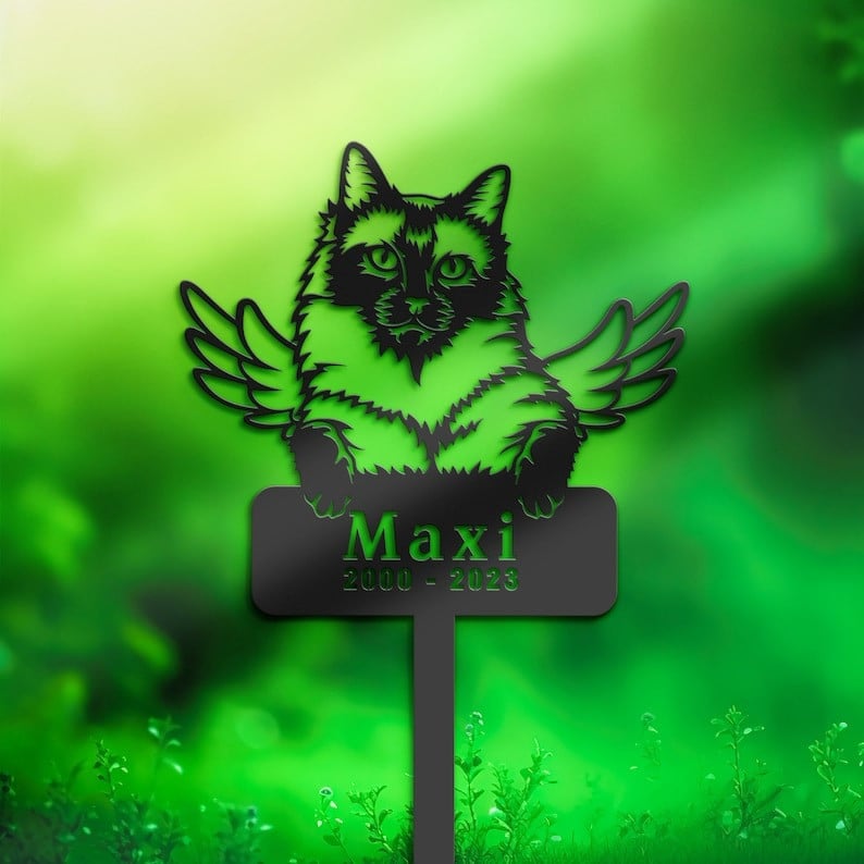 Siamese Cat Grave Marker Garden Stakes Cat Memorial Gift Cemetery Decor Custom Metal Signs