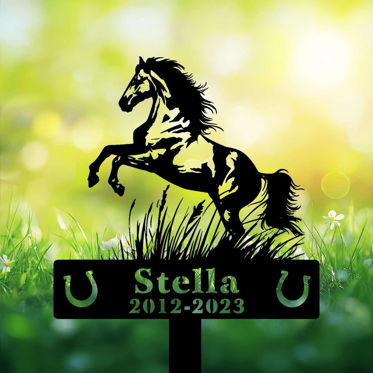 Personalized Memorial Garden Stakes Horse Rearing On Grass Grave Marker Loss Of Horse Sympathy Gifts Horse Cemetary Decor