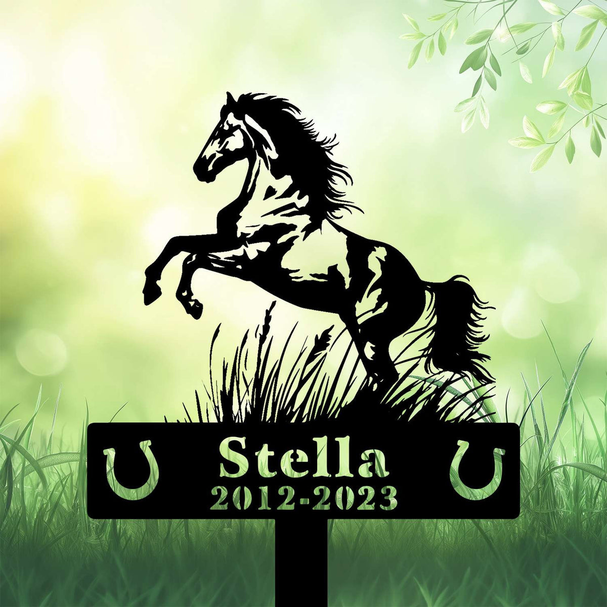 Personalized Memorial Garden Stakes Horse Rearing On Grass Grave Marker Loss Of Horse Sympathy Gifts Horse Cemetary Decor