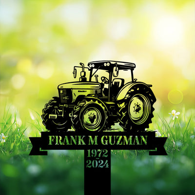 Personalized Memorial Garden Stakes Vinatge Tractor Grave Marker Loss Of Loved One Sympathy Gifts Farmer Cemetary Decor