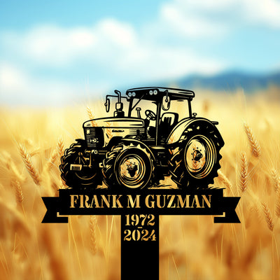 Personalized Memorial Garden Stakes Vinatge Tractor Grave Marker Loss Of Loved One Sympathy Gifts Farmer Cemetary Decor
