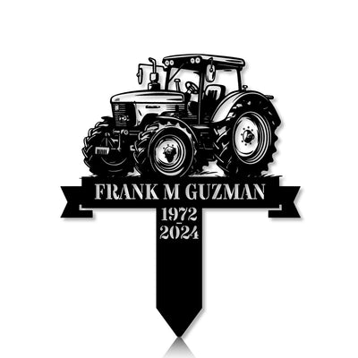 Personalized Memorial Garden Stakes Vinatge Tractor Grave Marker Loss Of Loved One Sympathy Gifts Farmer Cemetary Decor