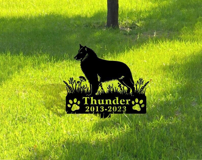 Belgian Sheepdog Dog Grave Marker Garden Stakes Dog Sympathy Gift Cemetery Decor Memorial Custom Metal Signs