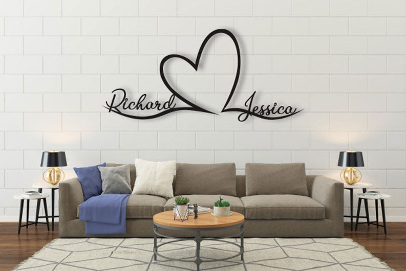Metal Custom Love Sign, Heart and Love Large Metal Wall Art, Personalized Metal Decor, Home Decoration, Wedding, New Home Gift for Couples