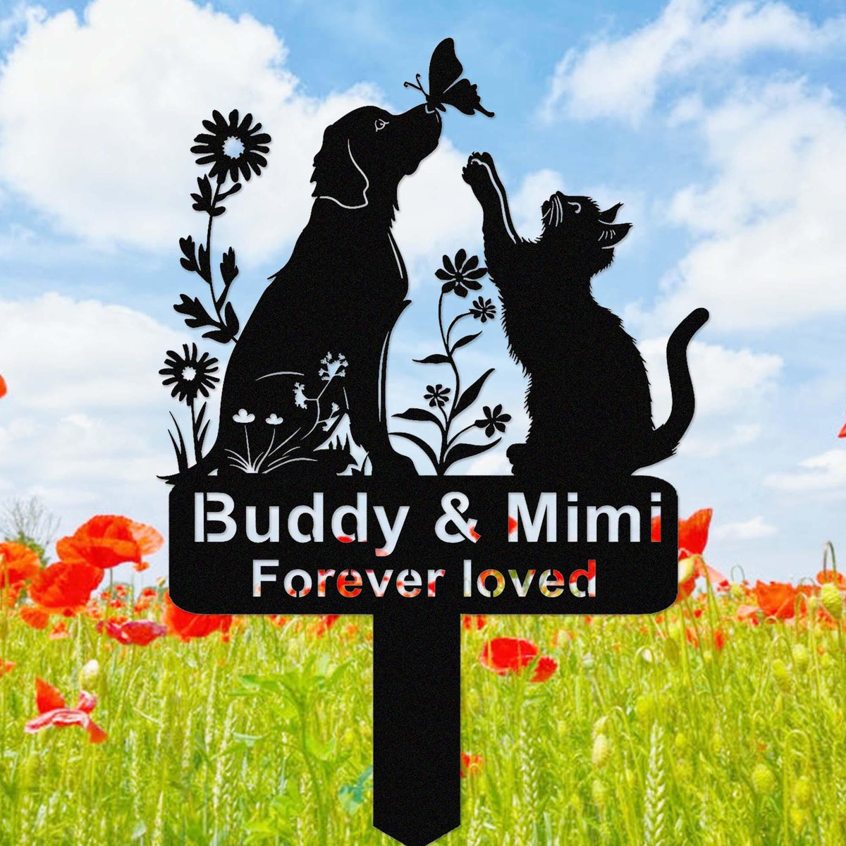 Personalized Metal Cat And Dog Garden Stakecat Dog Garden Decorcustom Cat Dog Cemetery Stakepet Grave Markerfloral Pets Memorial Stake