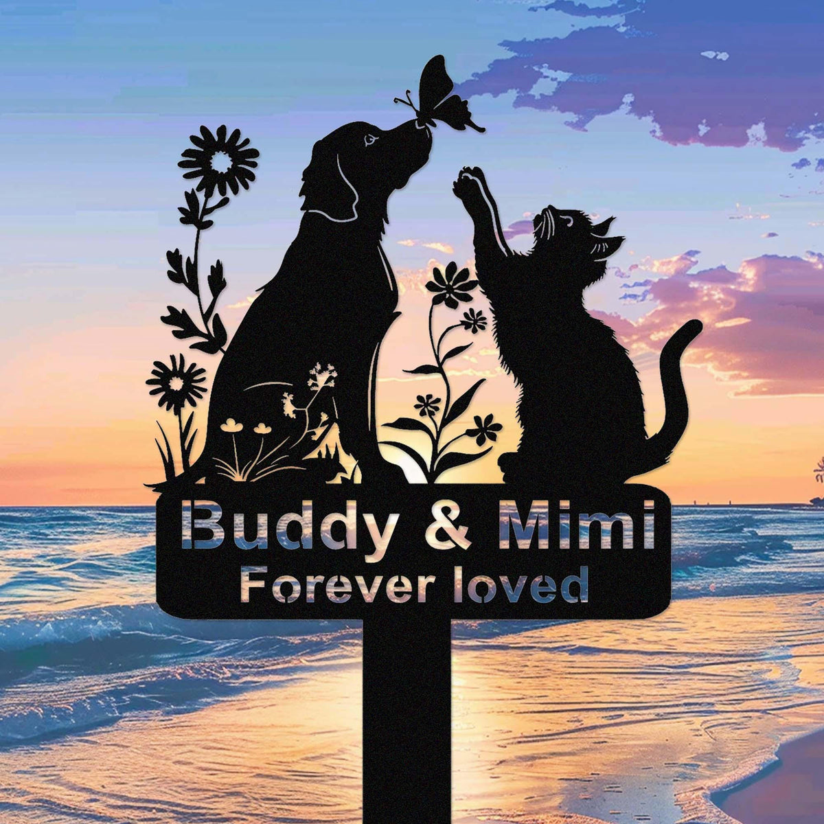 Personalized Metal Cat And Dog Garden Stakecat Dog Garden Decorcustom Cat Dog Cemetery Stakepet Grave Markerfloral Pets Memorial Stake