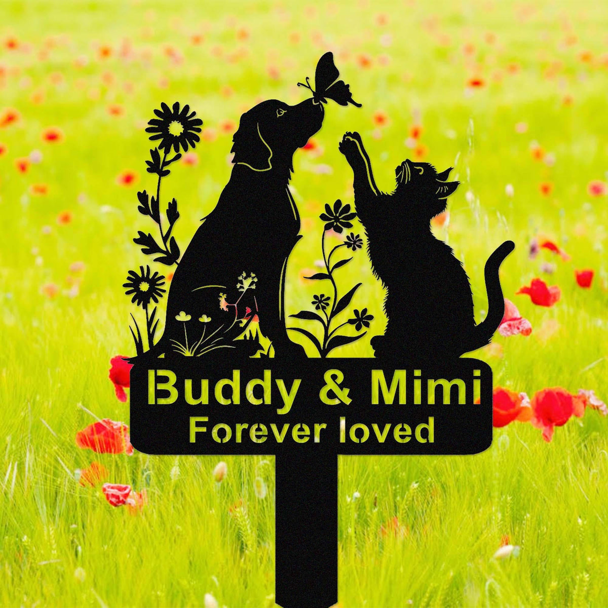 Personalized Metal Cat And Dog Garden Stakecat Dog Garden Decorcustom Cat Dog Cemetery Stakepet Grave Markerfloral Pets Memorial Stake