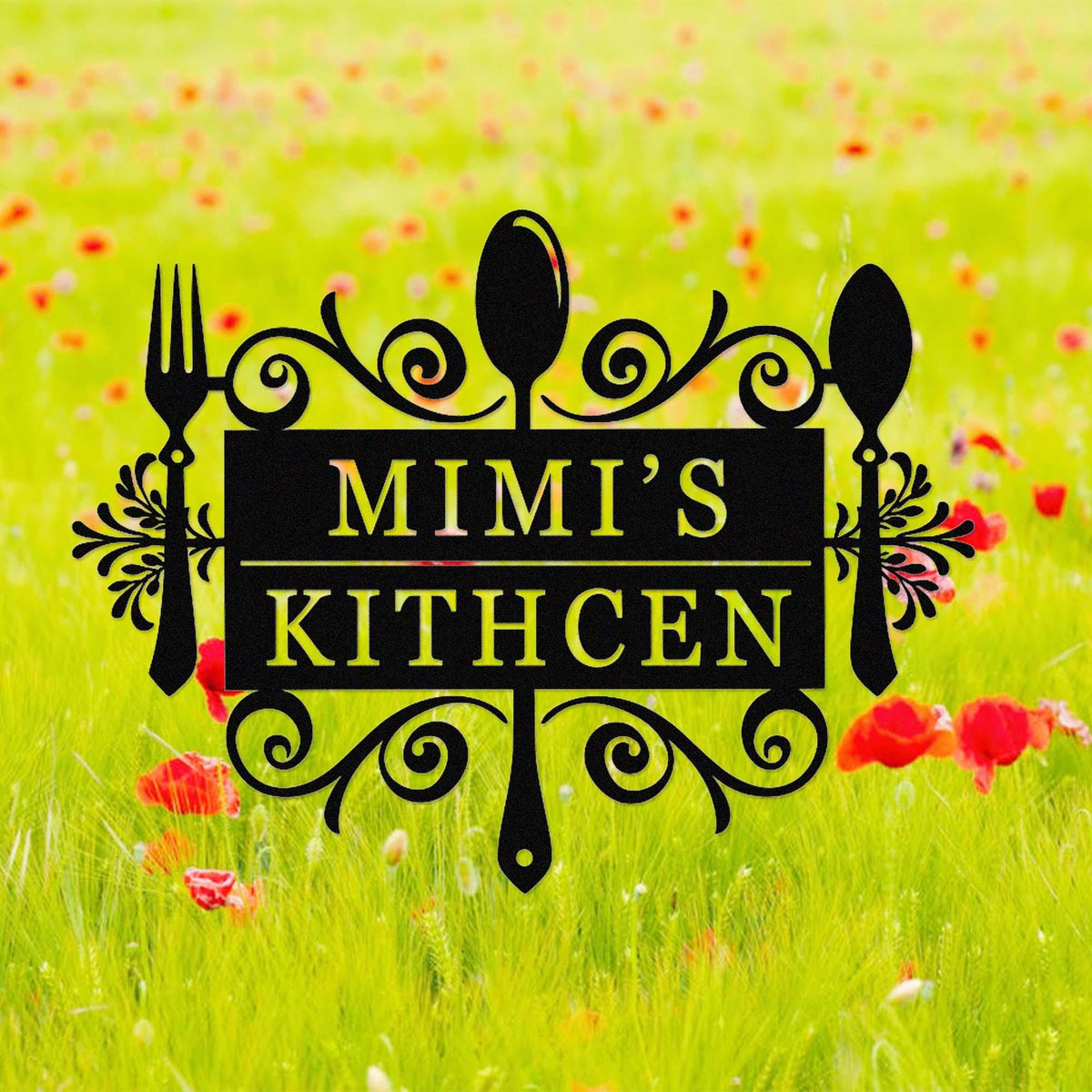 Custom Metal Kitchen Signkitchen Wall Artpersonalized Kitchen Name Signsmimi's Kitchen Wall Decorcooking Giftfarmhouse Kitchen Sign
