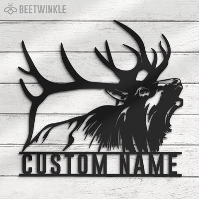 Custom ELK Deer Hunting Metal Wall Art LED Light Personalized Hunter Name Sign Home Decor Antler Cabin Decoration Housewarming Xmas birthday