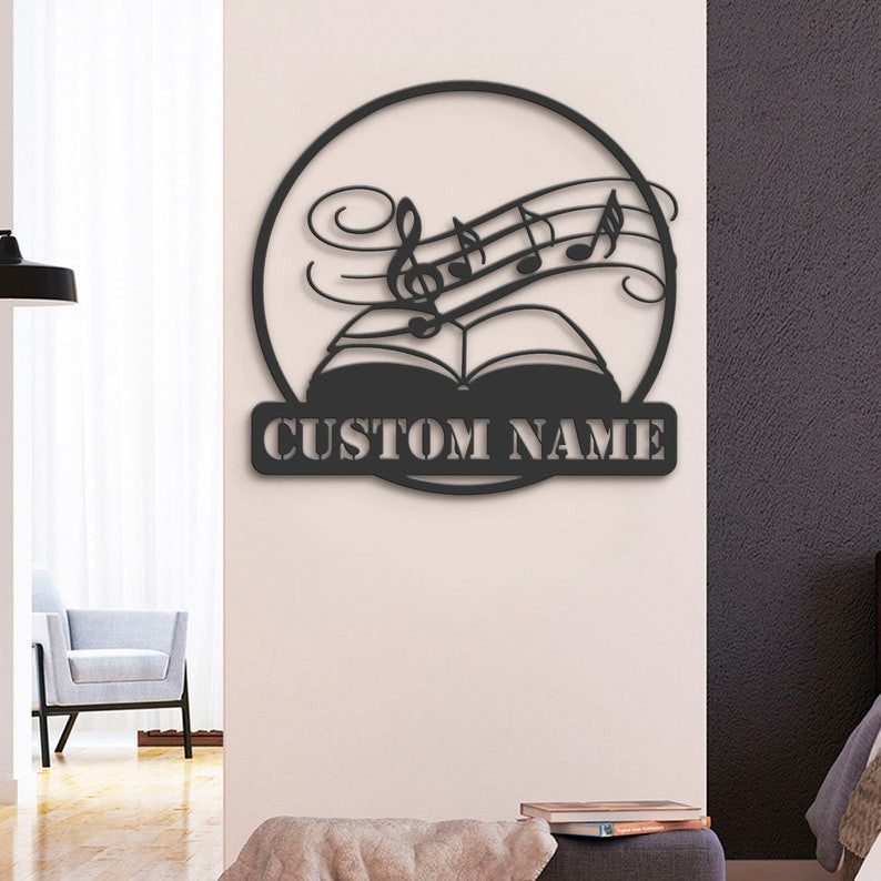Custom Music Teacher Metal Wall Art LED Light Personalized Musical Notes Name Sign Home Decor Songwriter Decoration Music Lover Christmas