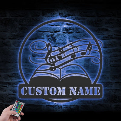 Custom Music Teacher Metal Wall Art LED Light Personalized Musical Notes Name Sign Home Decor Songwriter Decoration Music Lover Christmas