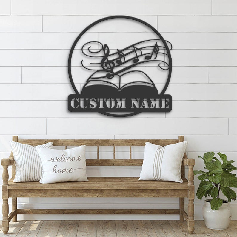 Custom Music Teacher Metal Wall Art LED Light Personalized Musical Notes Name Sign Home Decor Songwriter Decoration Music Lover Christmas