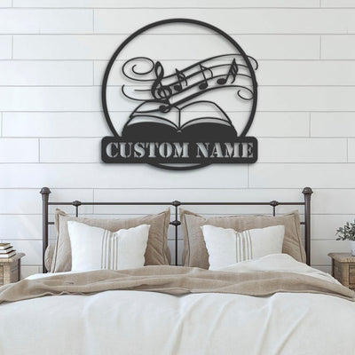 Custom Music Teacher Metal Wall Art LED Light Personalized Musical Notes Name Sign Home Decor Songwriter Decoration Music Lover Christmas
