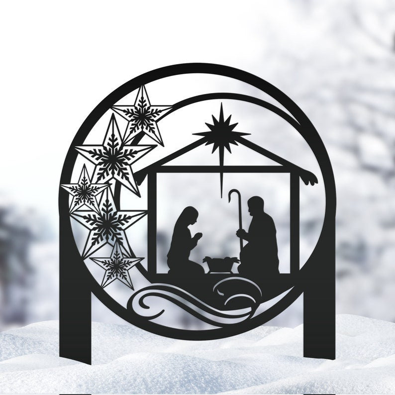 Outdoor Metal Nativity Yard Stake, Christian decor, Christmas Decor