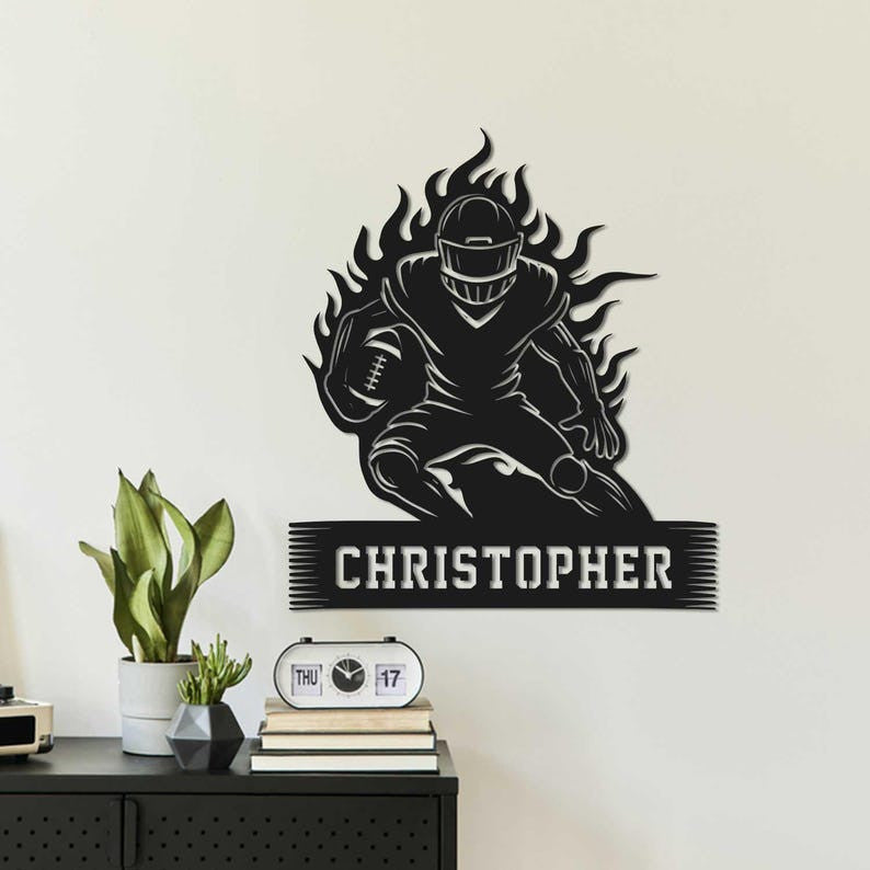 Custom US Football Player Metal Sign with LED lights, Football Player Name Sign, Football Lover Gift, Boys Room Decor, Sport Room Decor
