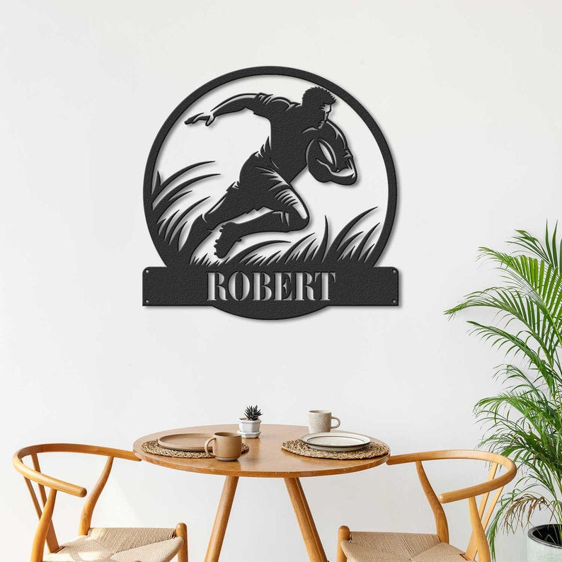Custom Rugby Metal Sign with LED lights, Rugby Gift, Rugby Player Gift, Birthday Gift for Him, Sports Sign, Rugby Player Name Sign