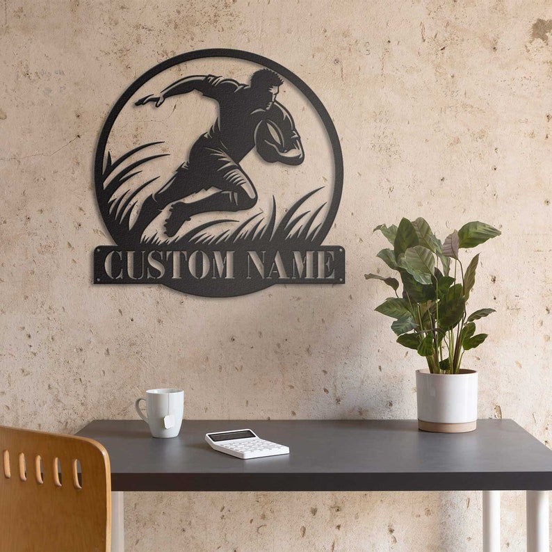 Custom Rugby Metal Sign with LED lights, Rugby Gift, Rugby Player Gift, Birthday Gift for Him, Sports Sign, Rugby Player Name Sign
