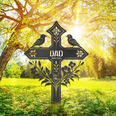 Custom Metal Memorial Cross, Grave Marker, Sympathy Gifts, Remembrance Gift, Lawn Metal Cross, Garden Stake, Memorial Gift