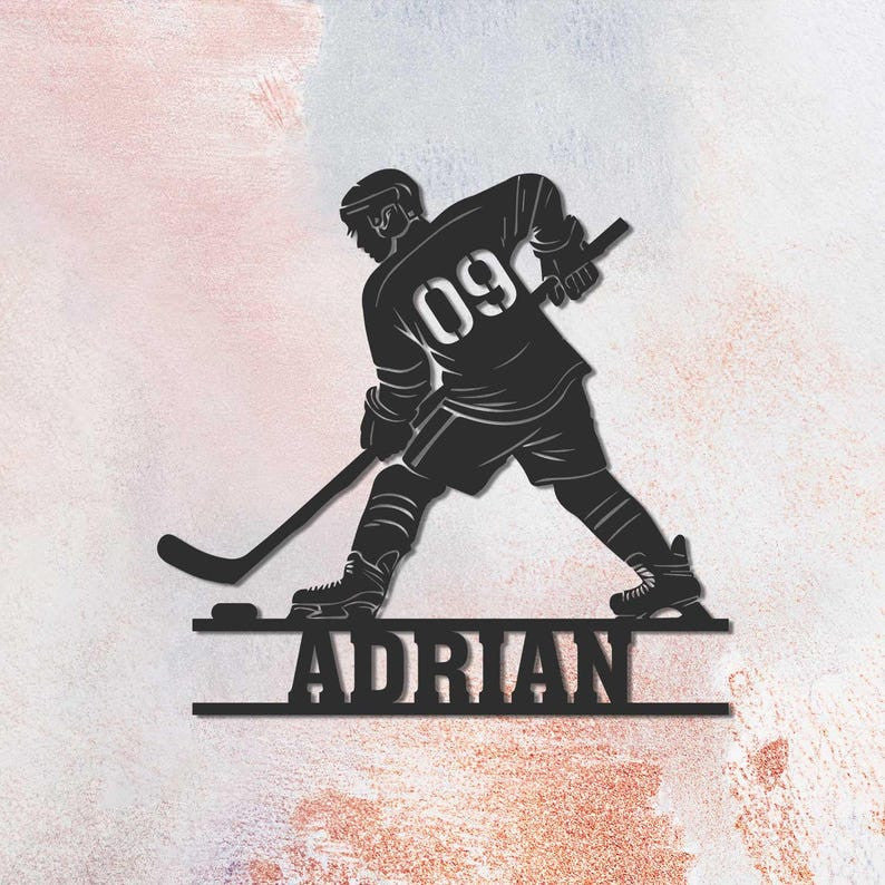 Custom Ice Hocey Metal Sign with Led lights, Personalized Hockey Player Sign, Hockey Player Gift, Hockey Gifts, Boys Room Decor